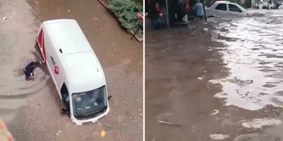 Heavy Rainfall Turns Ankara Streets into Rivers